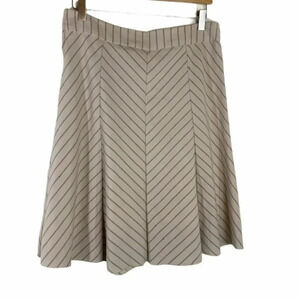 K-mode‎ A-Line Skirt Medium Beige Chevron Stripe Side Zip Professional Flare